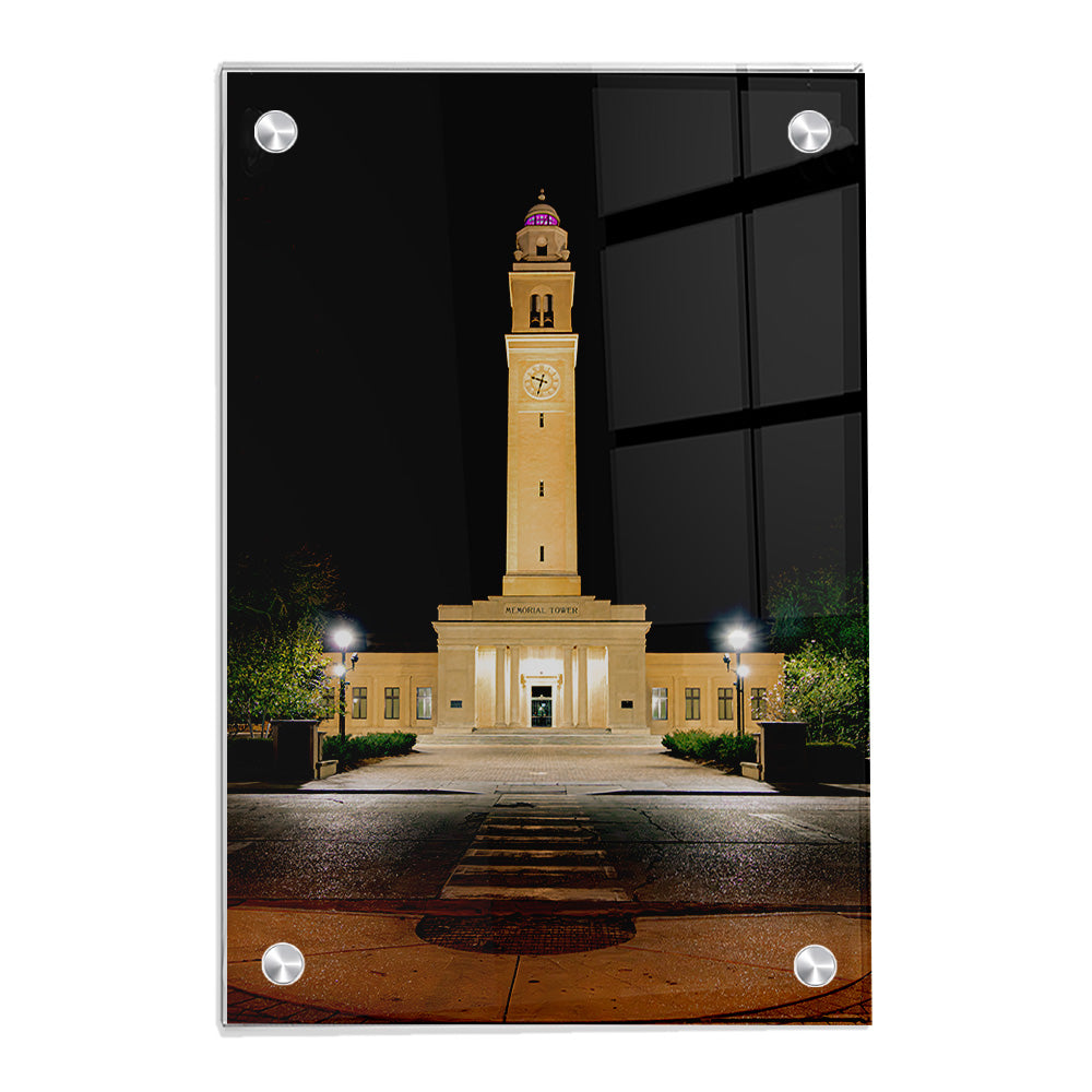 LSU Tigers - Memorial Tower Nightfall - College Wall Art #Canvas