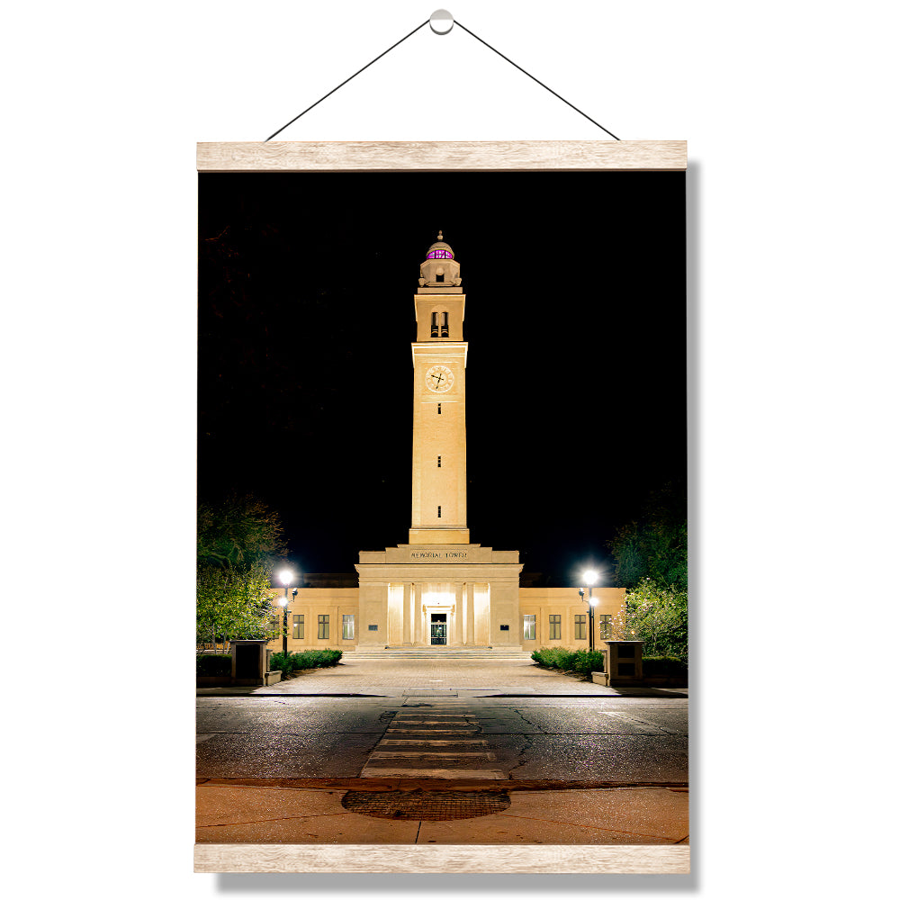 LSU Tigers - Memorial Tower Nightfall - College Wall Art #Canvas