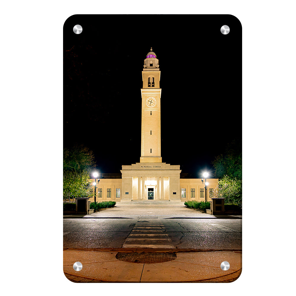 LSU Tigers - Memorial Tower Nightfall - College Wall Art #Canvas