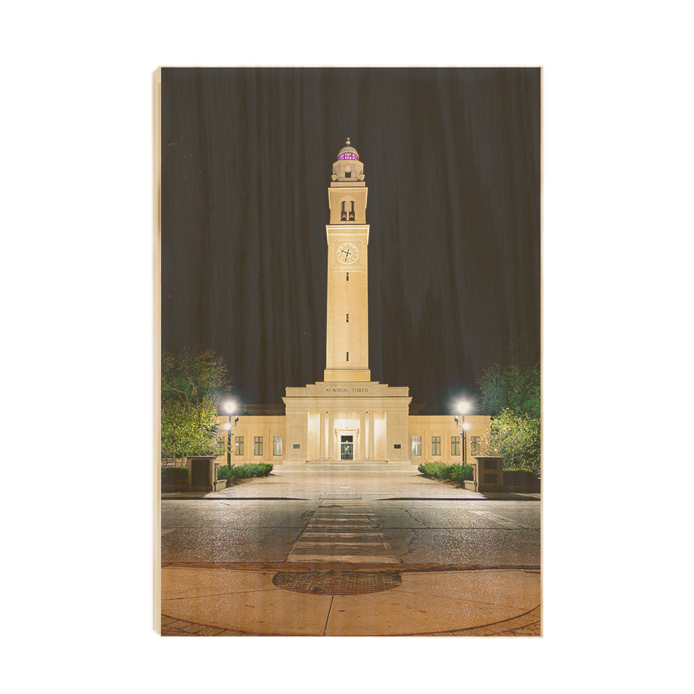 LSU Tigers - Memorial Tower Nightfall - College Wall Art #Canvas