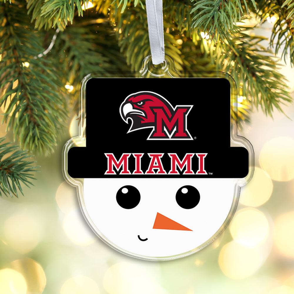 Miami RedHawks - Miami Snowman Head Double-Sided Ornament