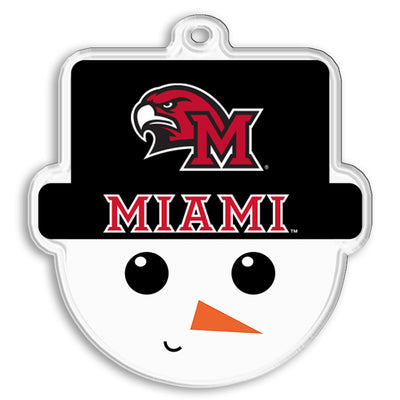Miami RedHawks - Miami Snowman Head Double-Sided Ornament