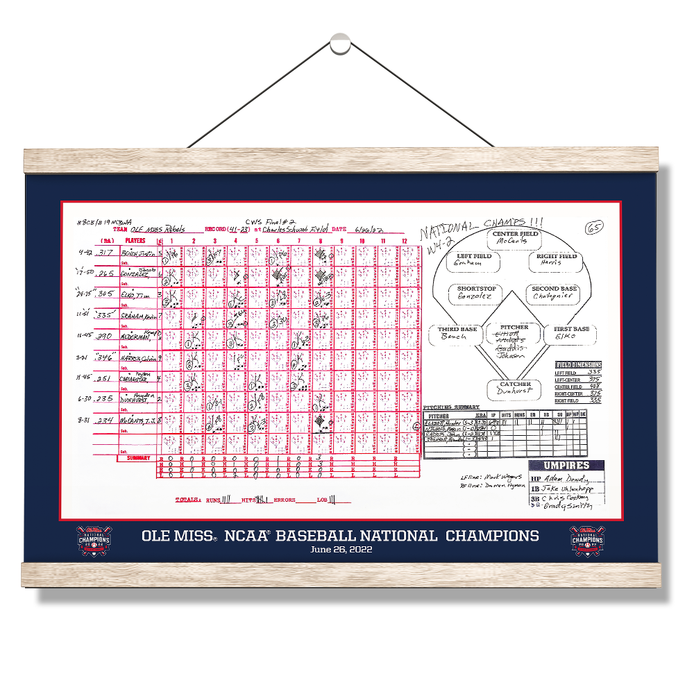 Ole Miss Rebels - Ole Miss NCAA Baseball National Champions Scorecard - College Wall Art #Canvas