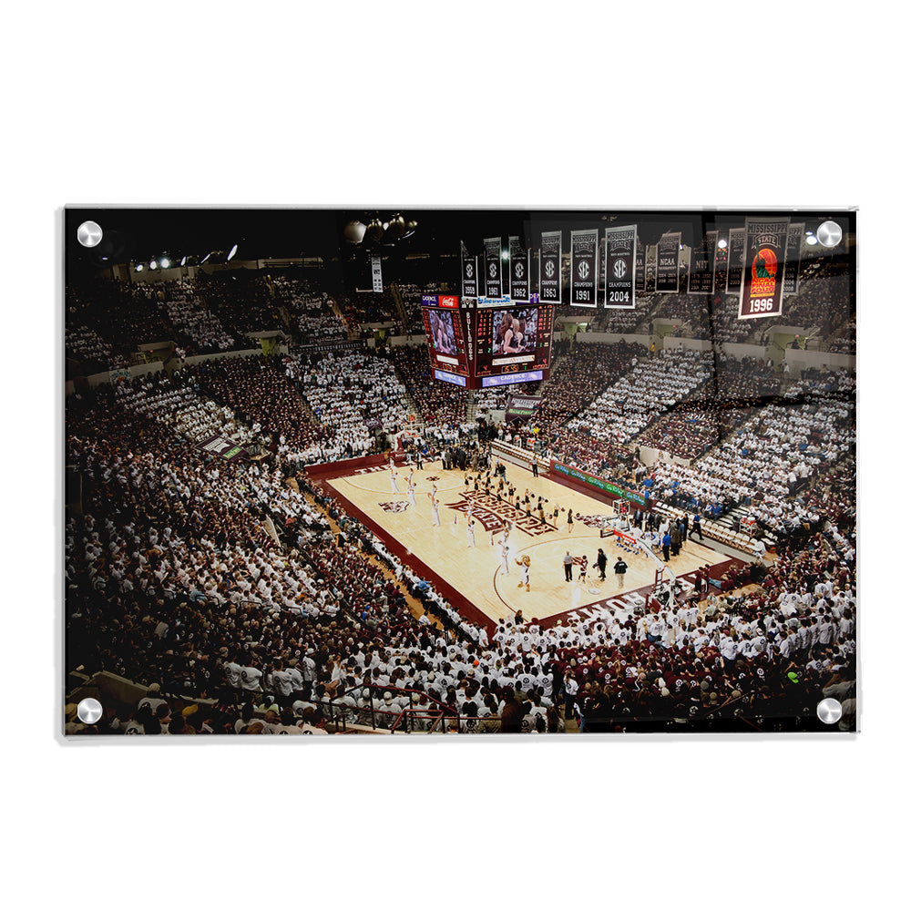Mississippi State Bulldogs - Basketball Maroon & White Record Crowd - College Wall Art #Canvas