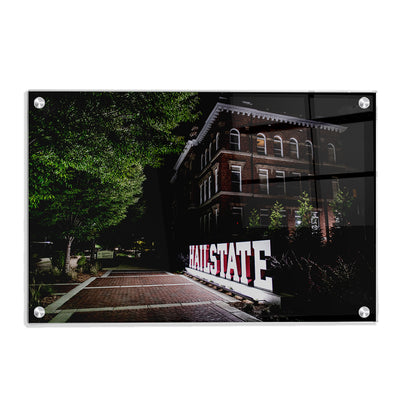Mississippi State Bulldogs - Hail State Plaza at Night - College Wall Art #Acrylic