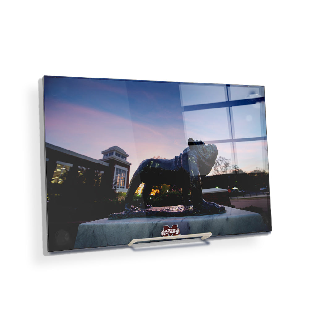 Mississippi State Bulldogs - Bully Statue Colvard Union Sunset - College Wall Art #Canvas