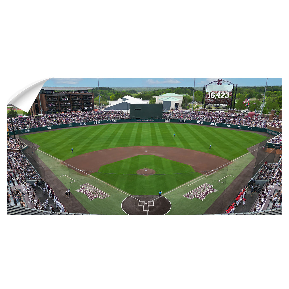 Mississippi State Bulldogs - NCAA Baseball Attendance Record Mississippi State Panoramic - College Wall Art #Canvas
