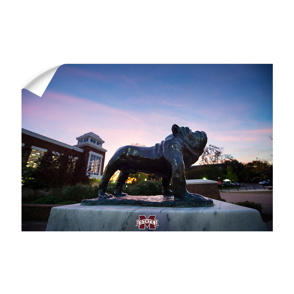 Mississippi State Bulldogs - Bully Statue Colvard Union Sunset - College Wall Art #Canvas
