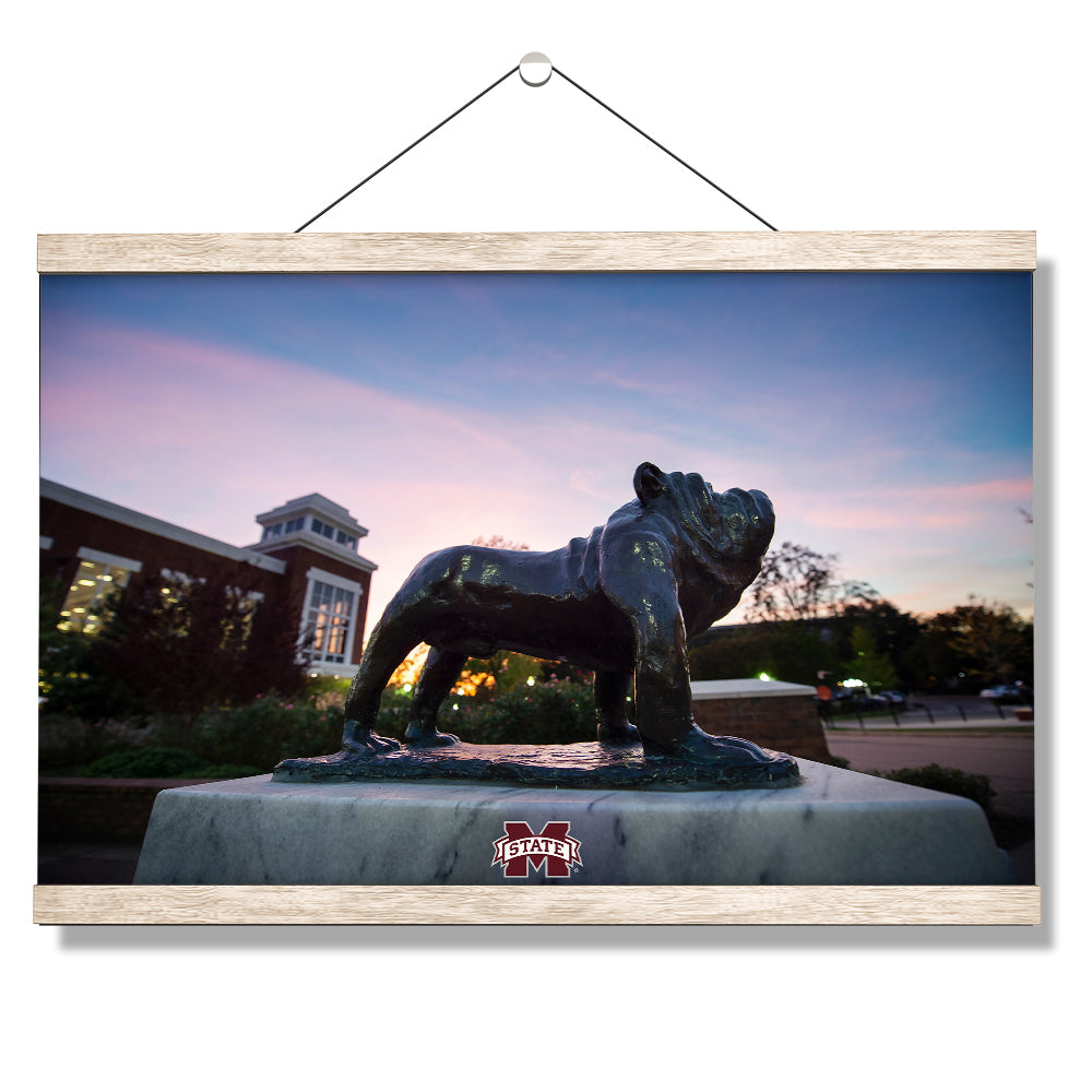 Mississippi State Bulldogs - Bully Statue Colvard Union Sunset - College Wall Art #Canvas