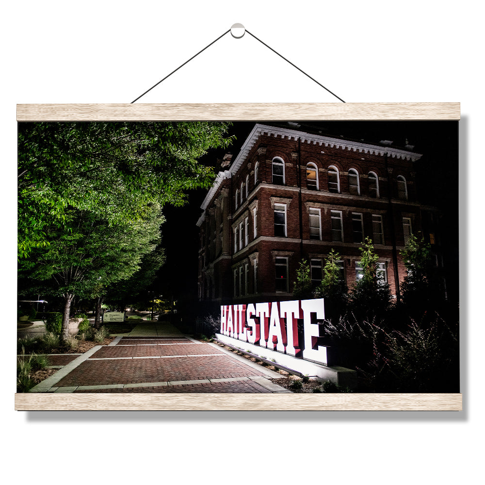 Mississippi State Bulldogs - Hail State Plaza at Night - College Wall Art #Canvas