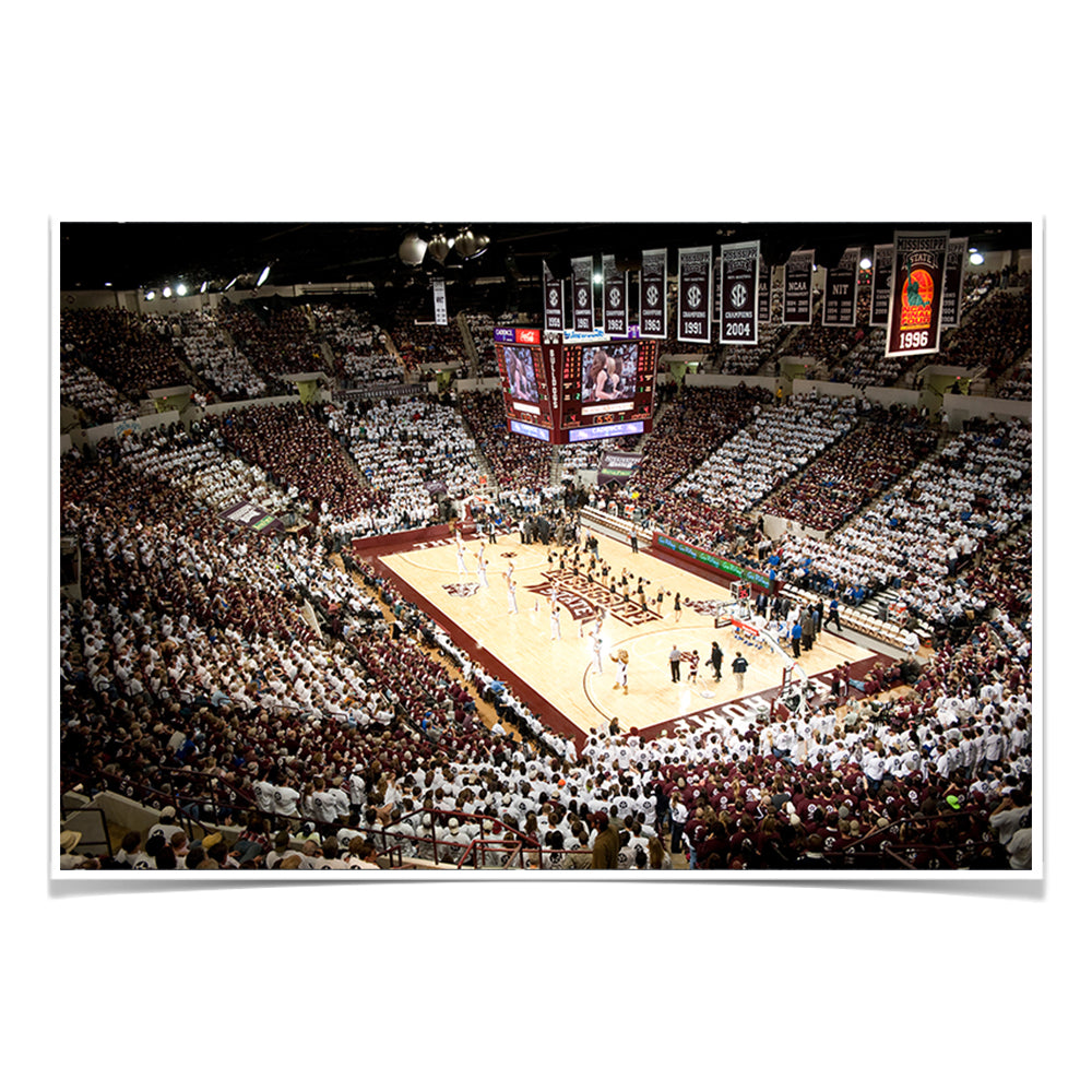 Mississippi State Bulldogs - Basketball Maroon & White Record Crowd - College Wall Art #Canvas
