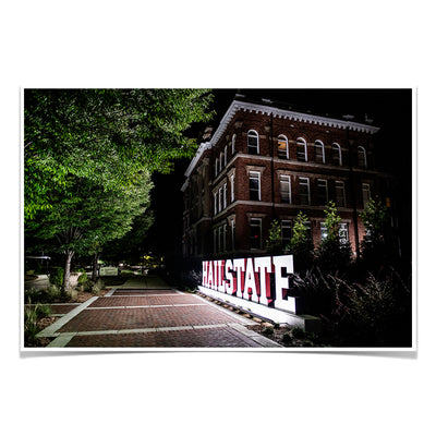 Mississippi State Bulldogs - Hail State Plaza at Night - College Wall Art #Poster