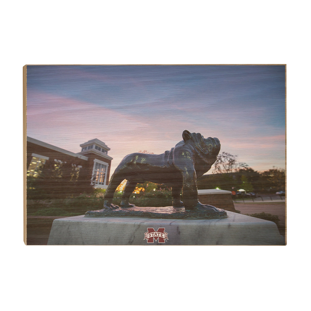 Mississippi State Bulldogs - Bully Statue Colvard Union Sunset - College Wall Art #Canvas