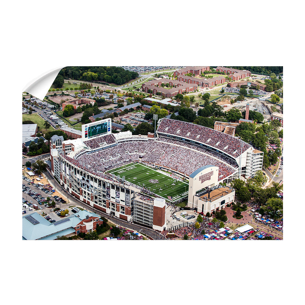 Mississippi State Bulldogs - Aerial Davis Wade Stadium - College Wall Art #Canvas