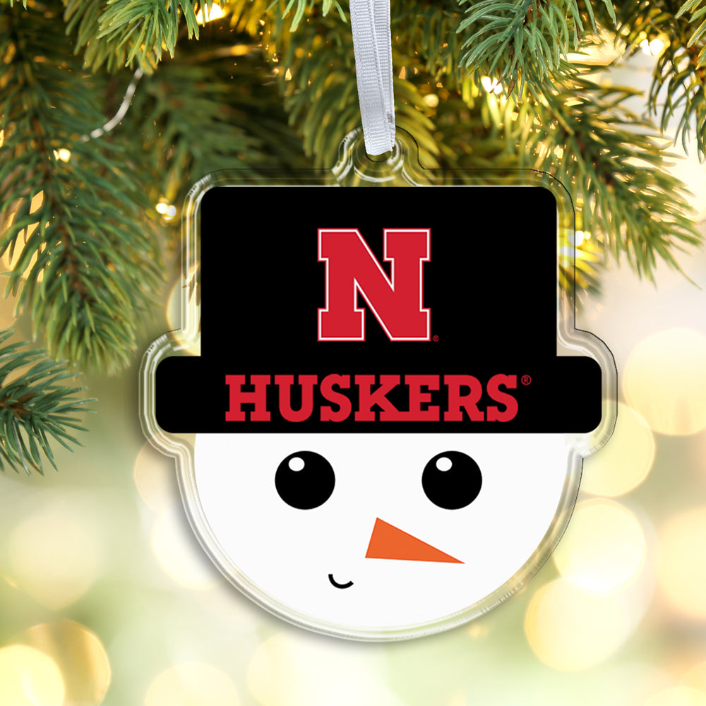 Nebraska Cornhuskers - Nebraska Snowman Head Double-Sided Ornament