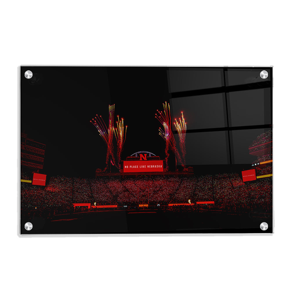 Nebraska Cornhuskers - Light Up Memorial Stadium - College Wall Art #Canvas