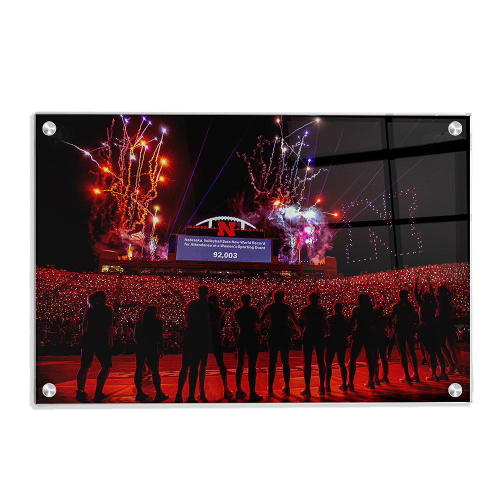 Nebraska Cornhuskers - Nebraska Volleyball Sets New World Record - College Wall Art #Canvas