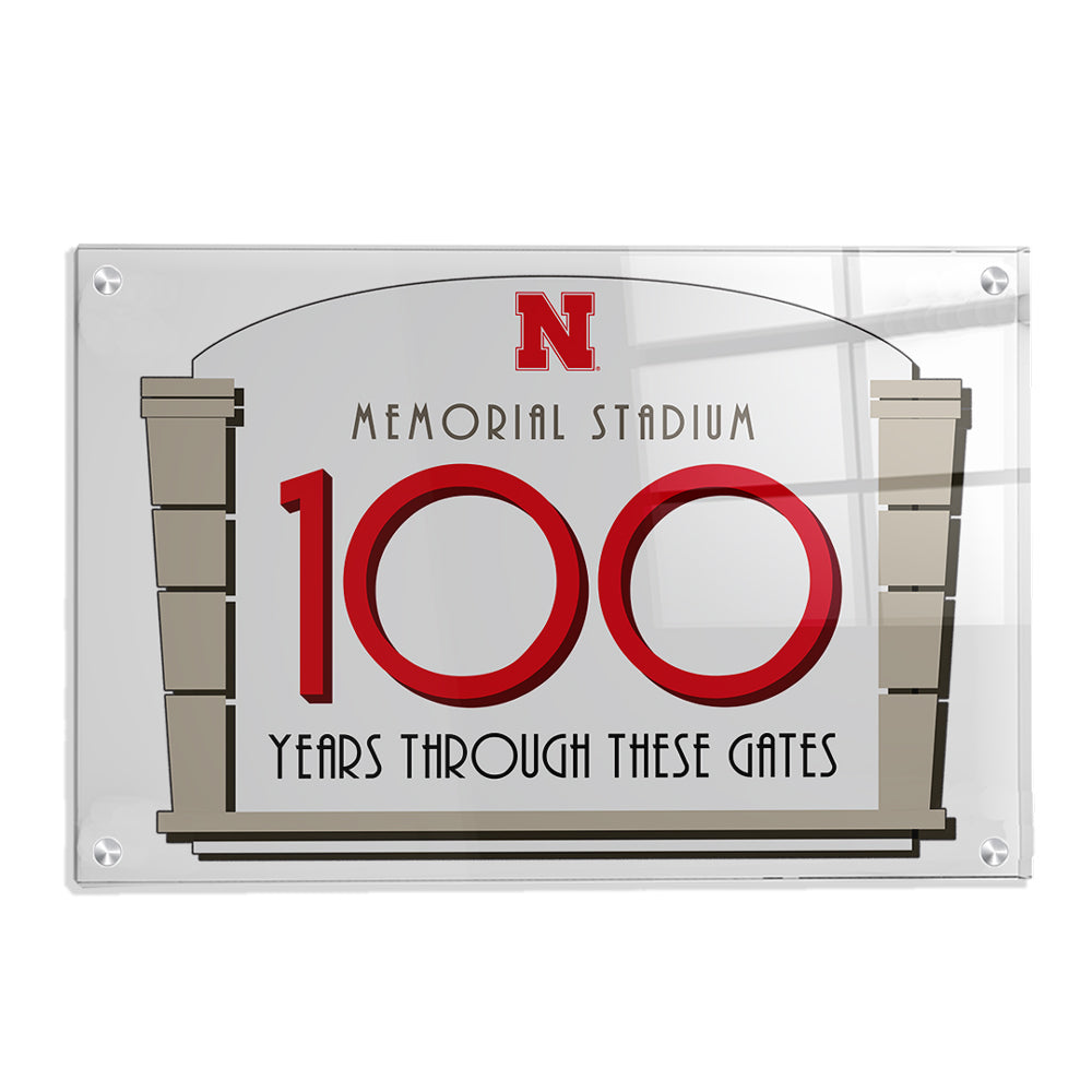 Nebraska Cornhuskers - Memorial Stadium 100 Years Through These Gates - College Wall Art #Canvas