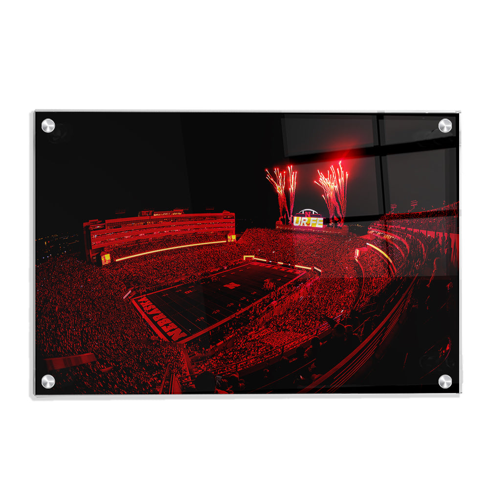 Nebraska Cornhuskers - Nebraska Red Lights - College Wall Art #Canvas
