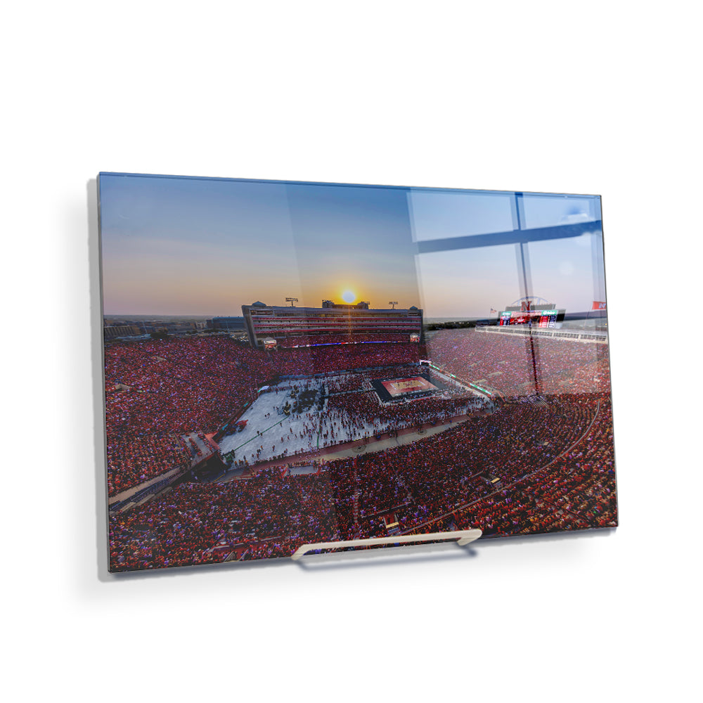 Nebraska Cornhuskers - Volleyball Day Record Aerial Sunset - College Wall Art #Canvas