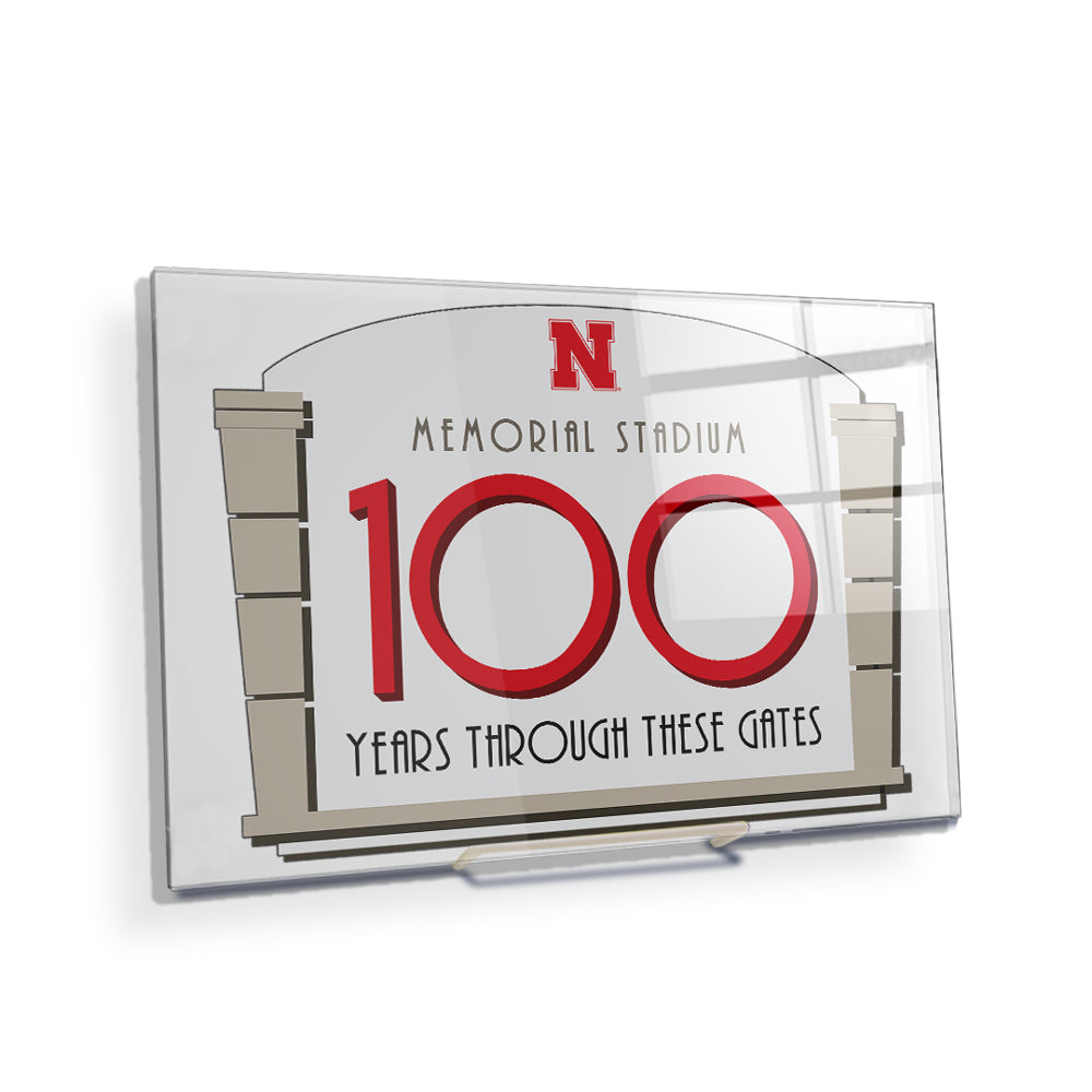 Nebraska Cornhuskers - Memorial Stadium 100 Years Through These Gates - College Wall Art #Canvas