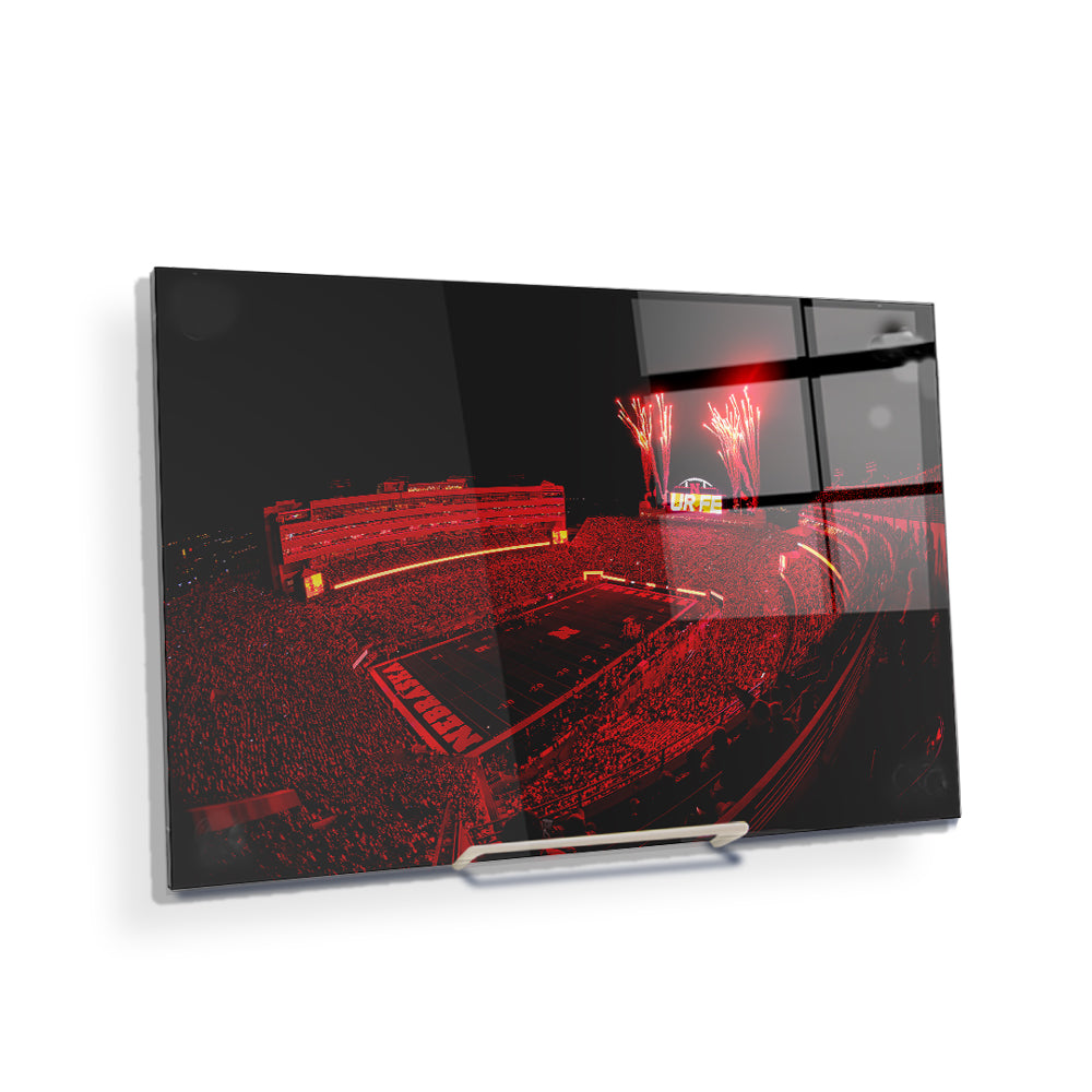 Nebraska Cornhuskers - Nebraska Red Lights - College Wall Art #Canvas