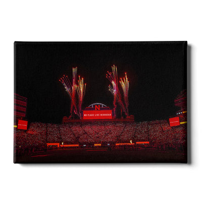 Nebraska Cornhuskers - Light Up Memorial Stadium - College Wall Art #Canvas