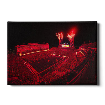 Nebraska Cornhuskers - Nebraska Red Lights - College Wall Art #Canvas