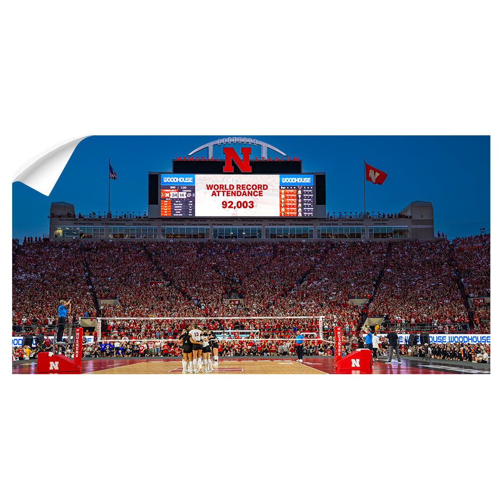 Nebraska Cornhuskers - Volleyball World Record Attendance Panoramic - College Wall Art #Canvas