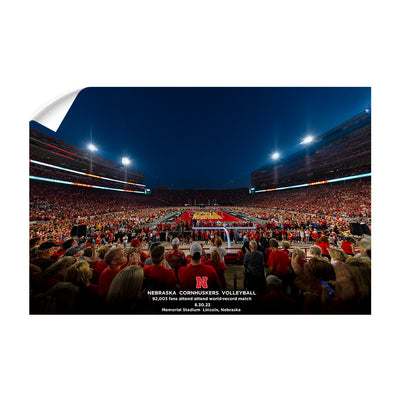 Nebraska Cornhuskers - Nebraska Cornhuskers Volleyball 92,003 World Record Match - College Wall Art #Wall Decal