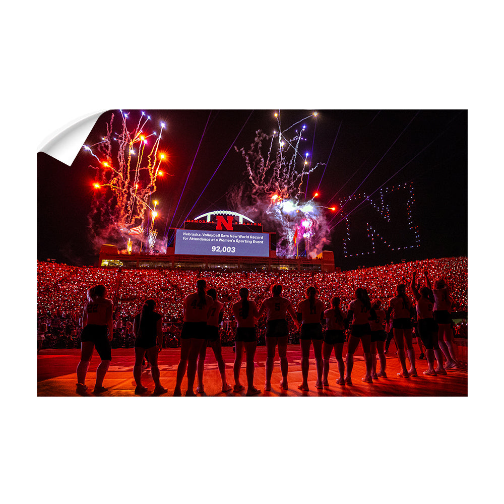 Nebraska Cornhuskers - Nebraska Volleyball Sets New World Record - College Wall Art #Canvas