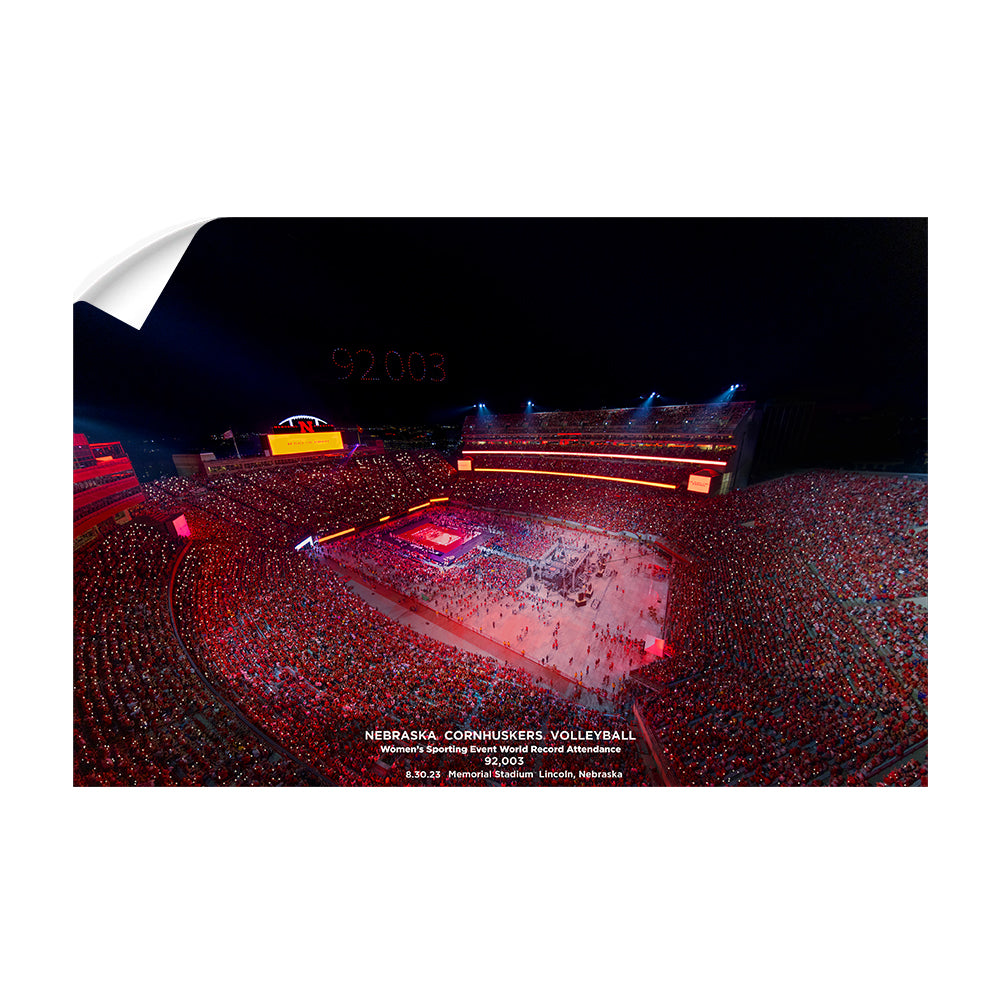 Nebraska Cornhuskers - Volleyball Day in Nebraska 92,003 -  College Wall Art #Canvas