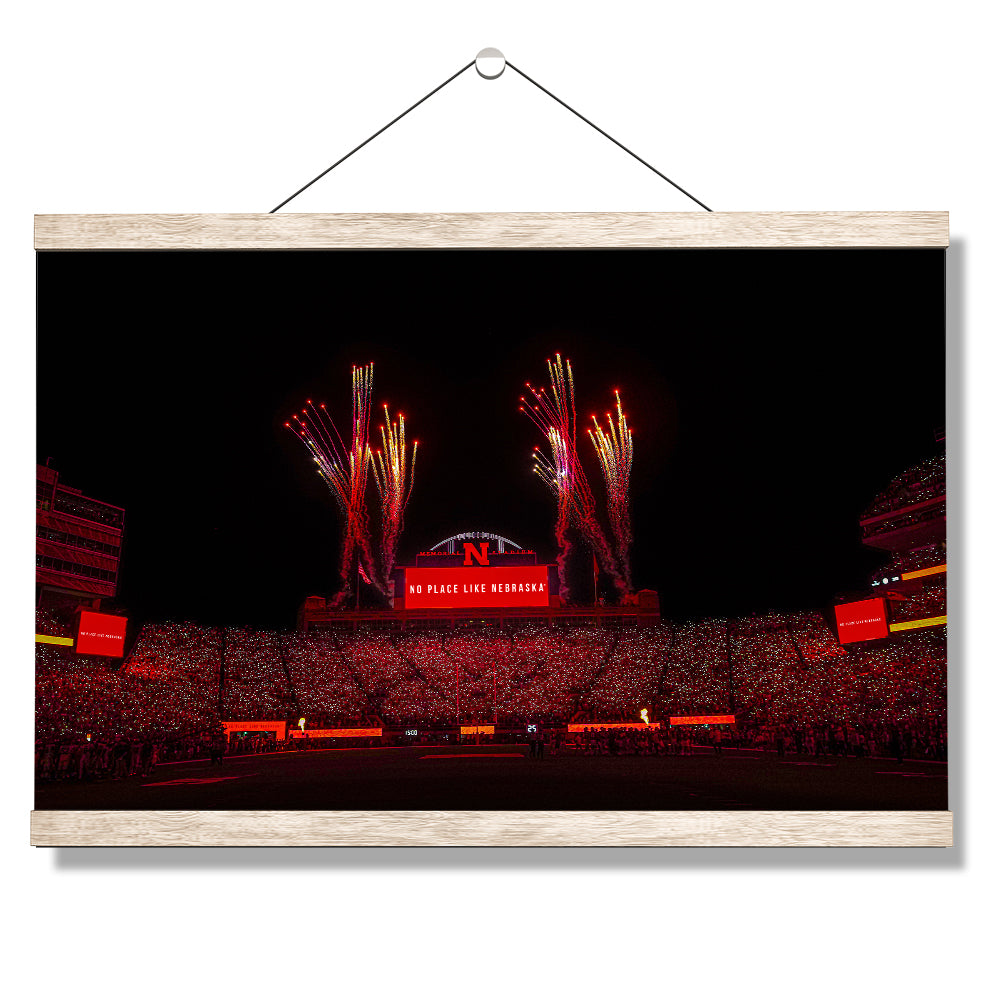 Nebraska Cornhuskers - Light Up Memorial Stadium - College Wall Art #Canvas