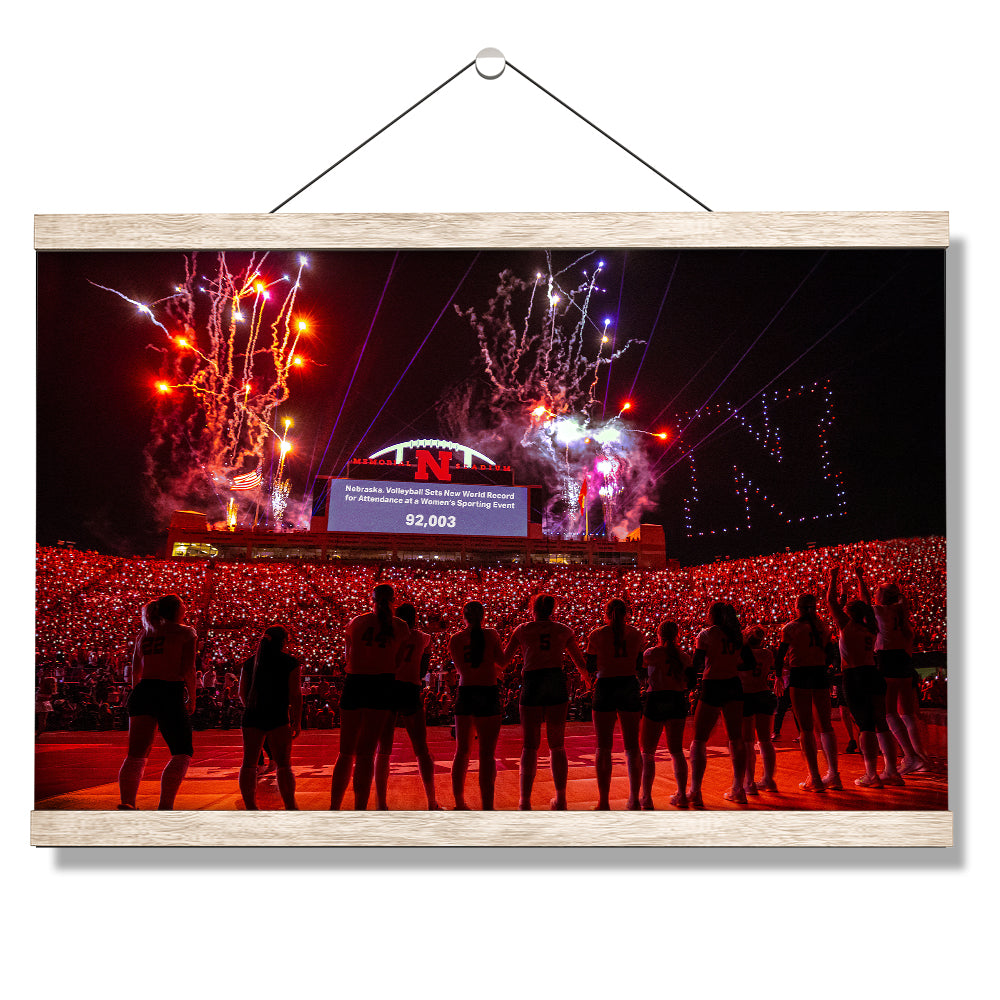 Nebraska Cornhuskers - Nebraska Volleyball Sets New World Record - College Wall Art #Canvas