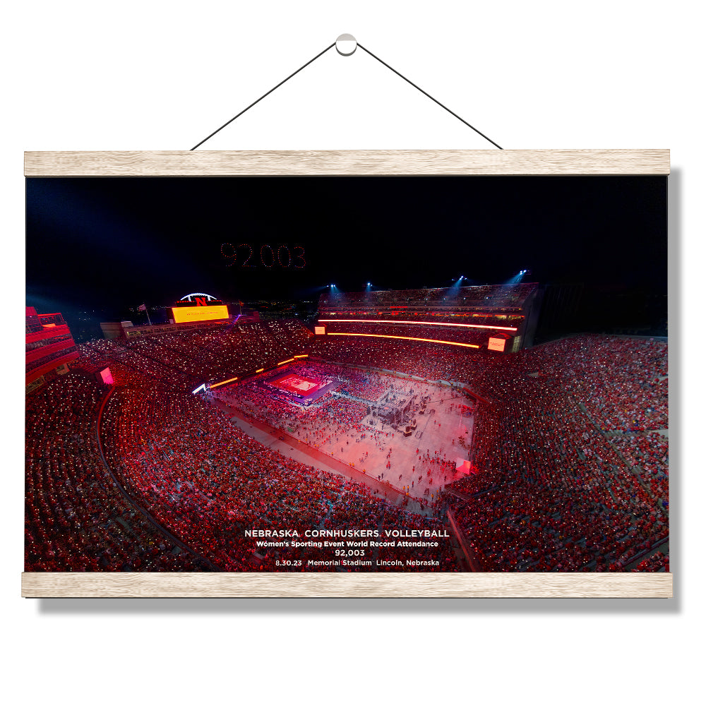 Nebraska Cornhuskers - Volleyball Day in Nebraska 92,003 -  College Wall Art #Canvas