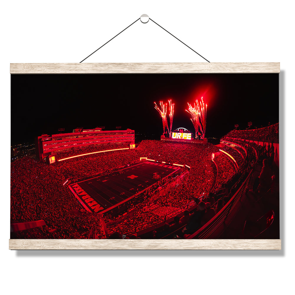 Nebraska Cornhuskers - Nebraska Red Lights - College Wall Art #Canvas