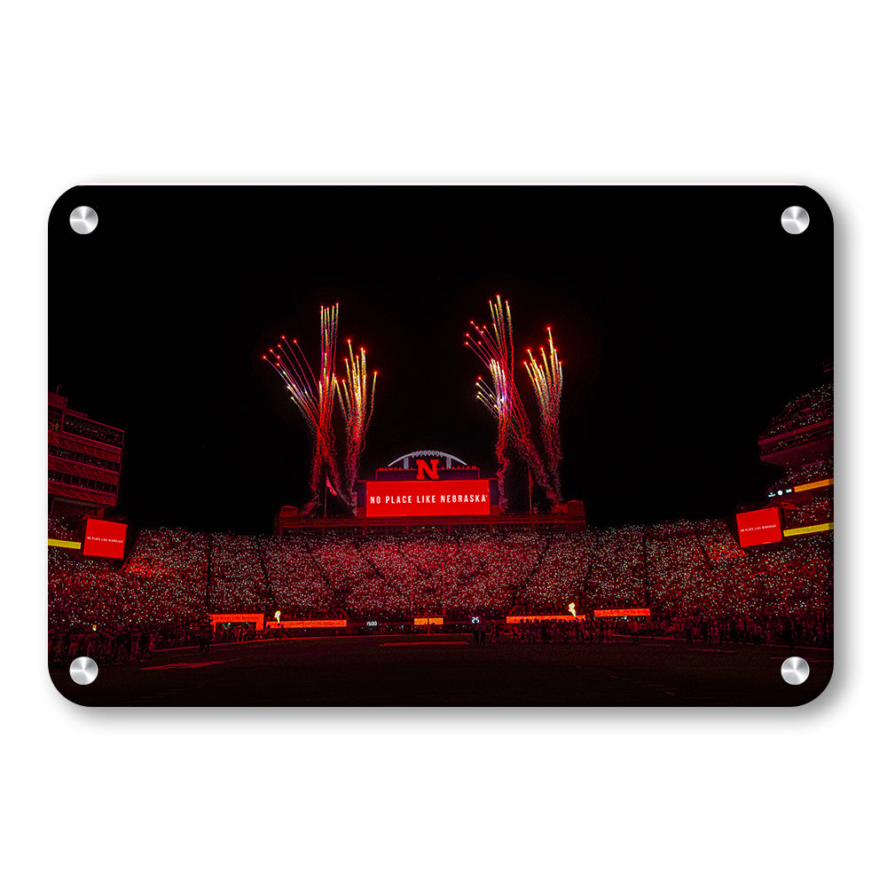 Nebraska Cornhuskers - Light Up Memorial Stadium - College Wall Art #Canvas