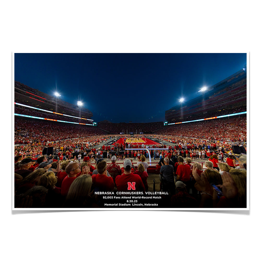 Nebraska Cornhuskers - Nebraska Cornhuskers Volleyball 92,003 World Record Match - College Wall Art #Canvas