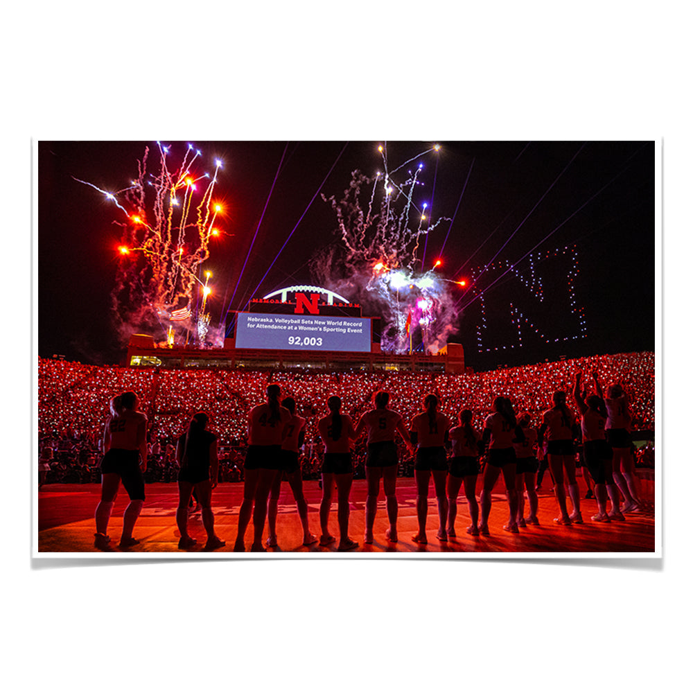 Nebraska Cornhuskers - Nebraska Volleyball Sets New World Record - College Wall Art #Canvas