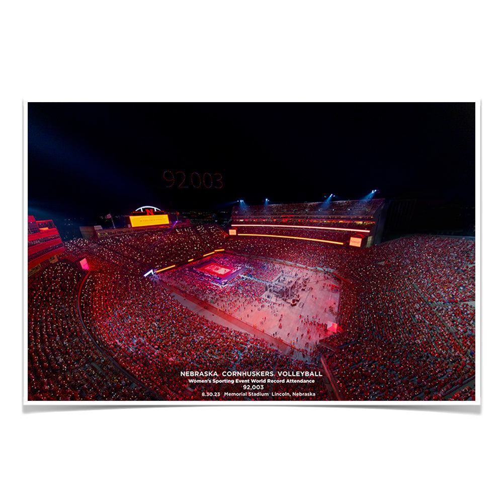 Nebraska Cornhuskers - Volleyball Day in Nebraska 92,003 -  College Wall Art #Canvas
