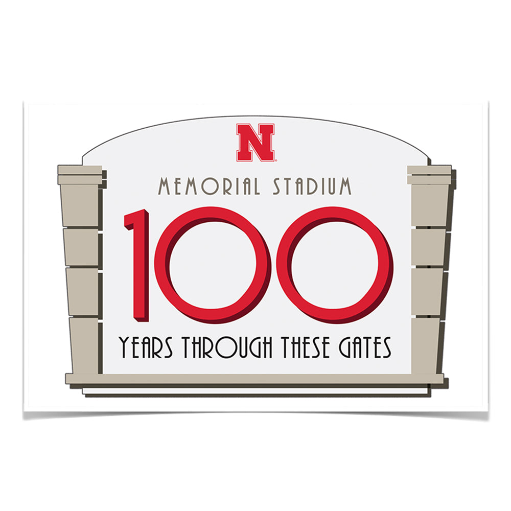 Nebraska Cornhuskers - Memorial Stadium 100 Years Through These Gates - College Wall Art #Canvas