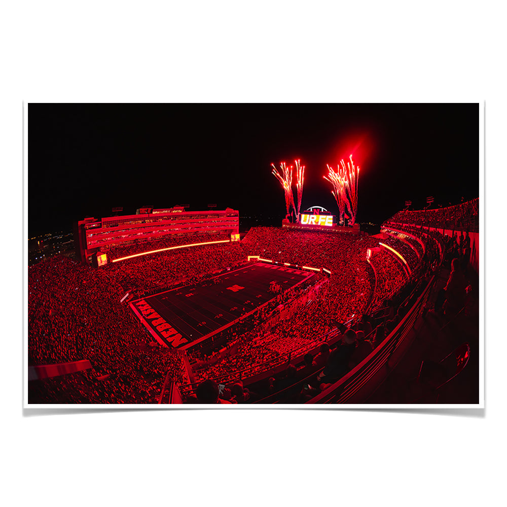 Nebraska Cornhuskers - Nebraska Red Lights - College Wall Art #Canvas