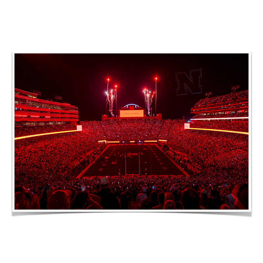 Nebraska Cornhuskers - Saturday Night in Nebraska's Memorial Stadium - College Wall Art #Canvas