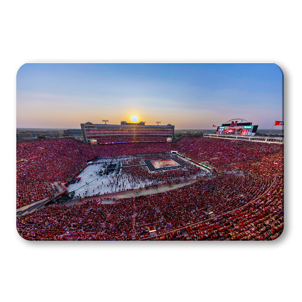 Nebraska Cornhuskers - Volleyball Day Record Aerial Sunset - College Wall Art #Canvas