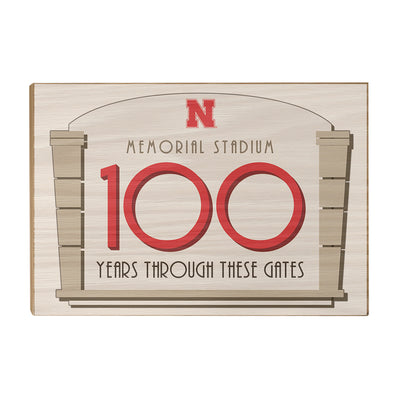 Nebraska Cornhuskers - Memorial Stadium 100 Years Through These Gates - College Wall Art #Wood