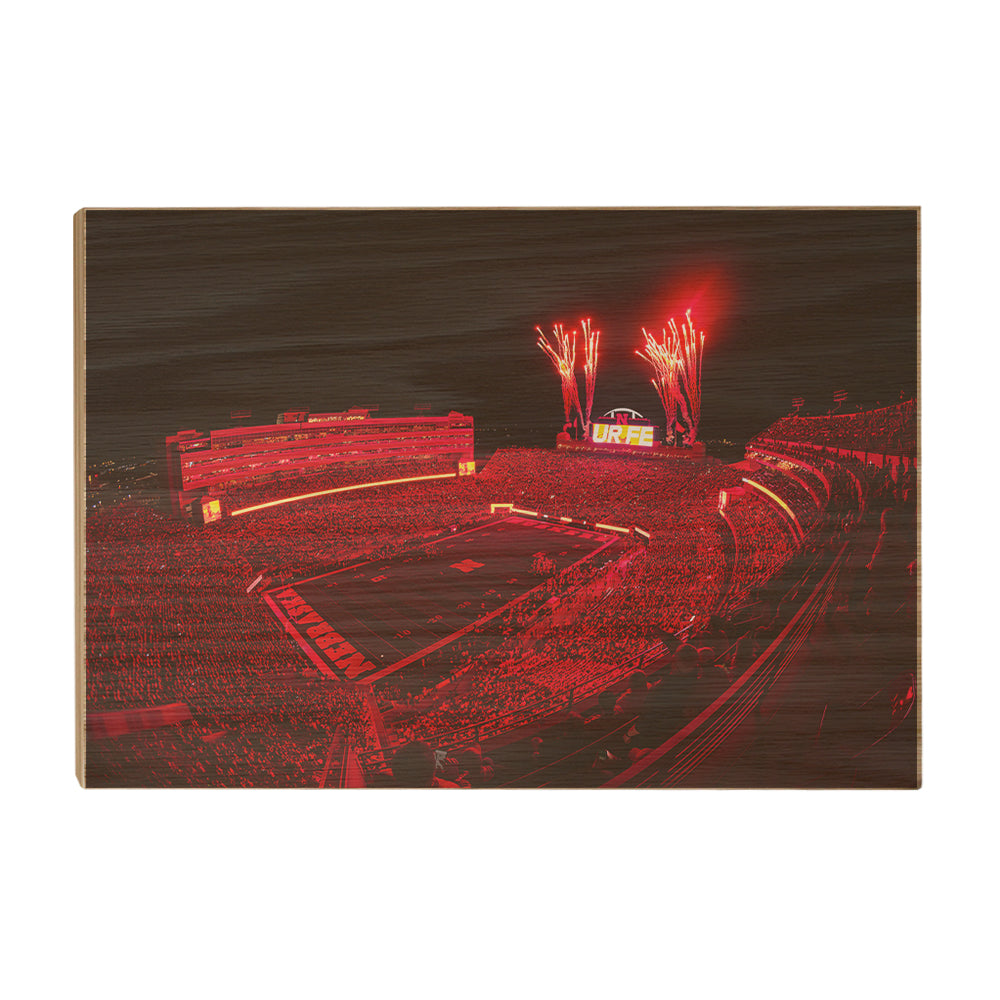 Nebraska Cornhuskers - Nebraska Red Lights - College Wall Art #Canvas