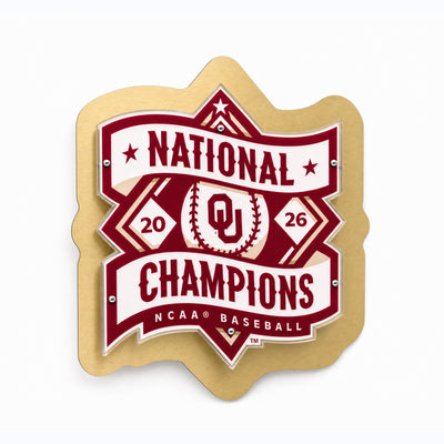 Oklahoma Sooners - Baseball National Champions Logo Two Layer Acrylic & Metal Dimensional Wall Art