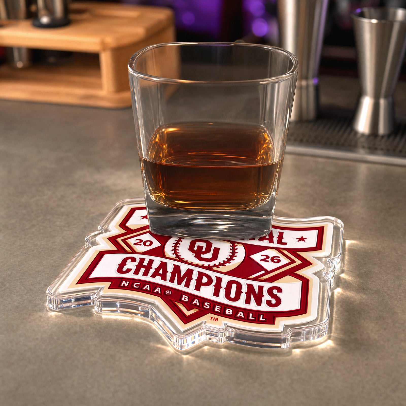 Oklahoma Sooners - Baseball National Champions Dimensional Drink Coaster