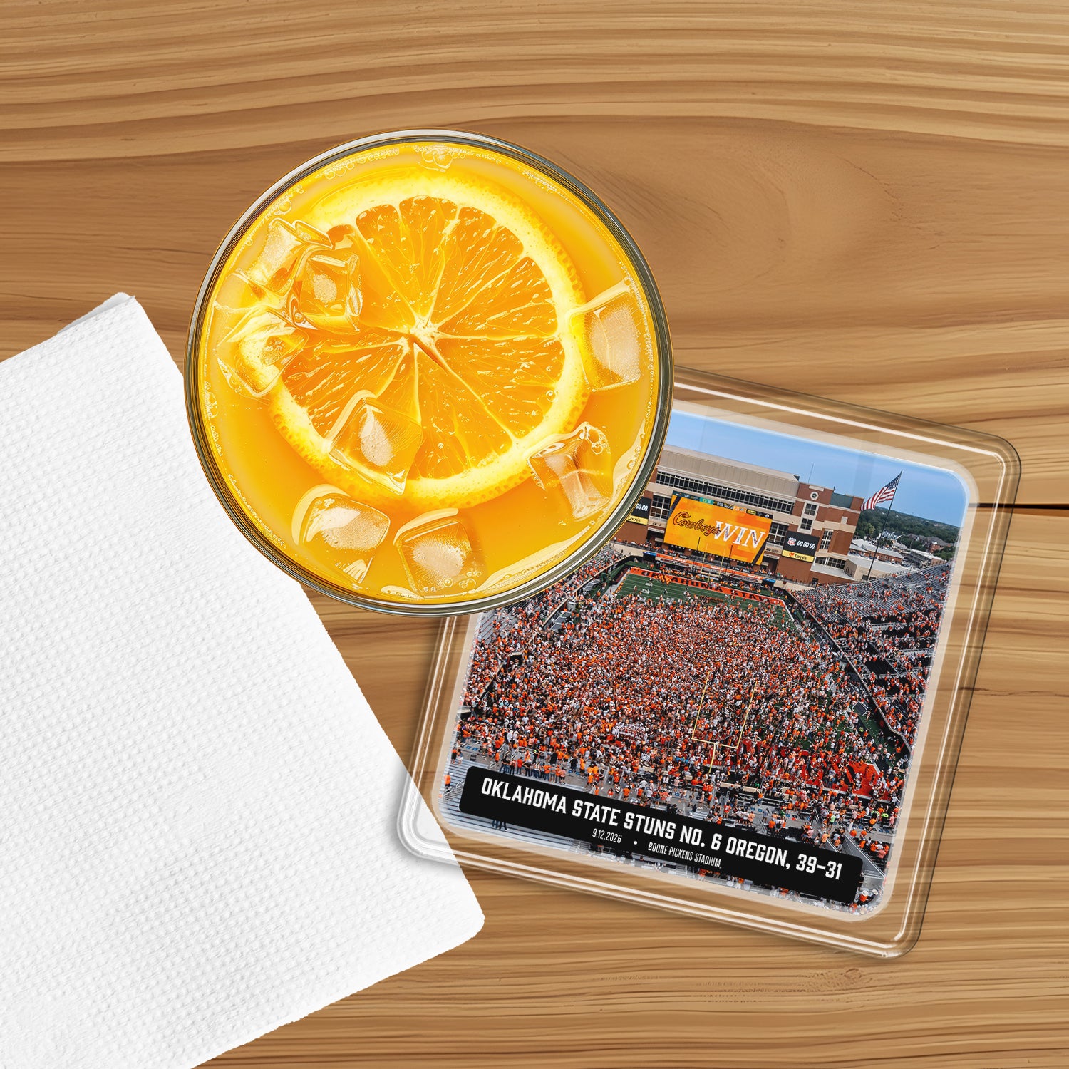Oklahoma State Cowboys -  Oklahoma State Stuns No. 6 Oregon Drink Coaster