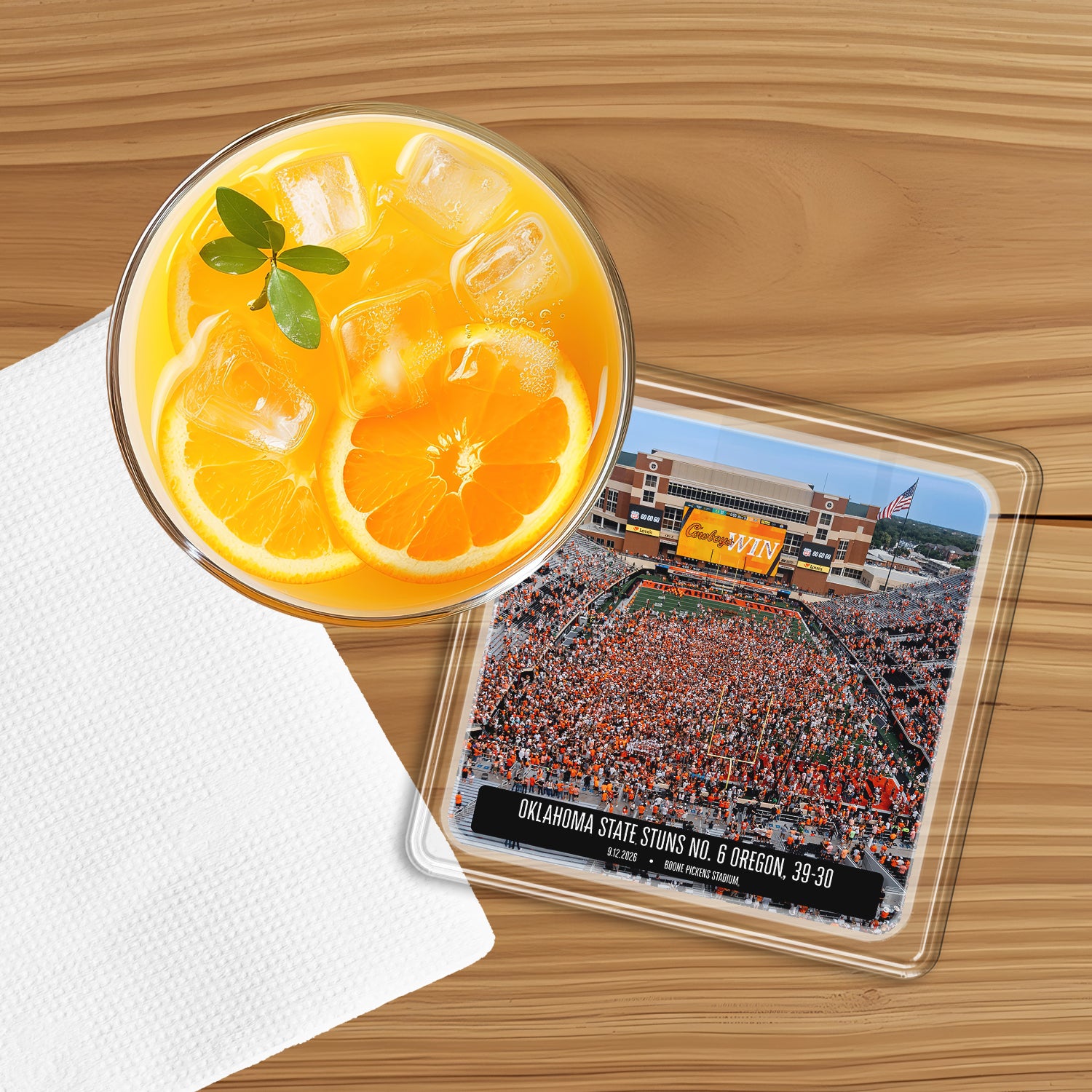 Oklahoma State Cowboys -  Oklahoma State Stuns No. 6 Oregon Drink Coaster